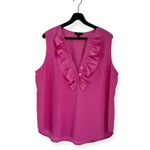 J. Crew Pink Ruffle-Front Top in Satin Crepe Size XL